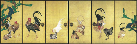 《仙人掌群鶏図》西福寺蔵　重要文化財の作品画像