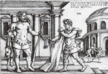 ネッソスの衣服をヘラクレスに届けるリカスの画像