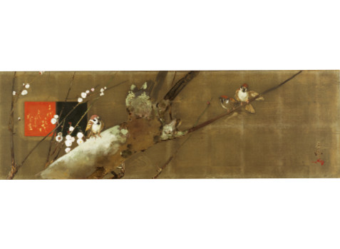 画像：川村清雄《梅に親子雀》1912-1923（大正元-大正12）年