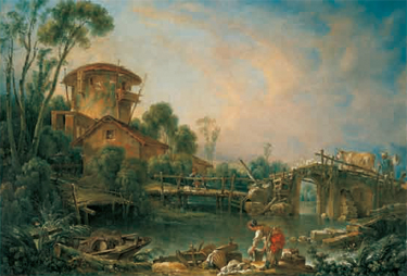 フランソワ・ブーシェ 《石橋のある風景》の画像