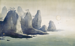 横山大観 〈月の出〉の水墨画 作品画像