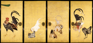 伊藤若冲 《仙人掌群鶏図》西福寺蔵　重要文化財の写真