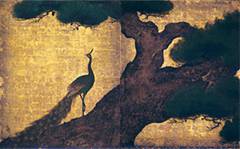 狩野探幽 《松に孔雀図壁貼付》の絵