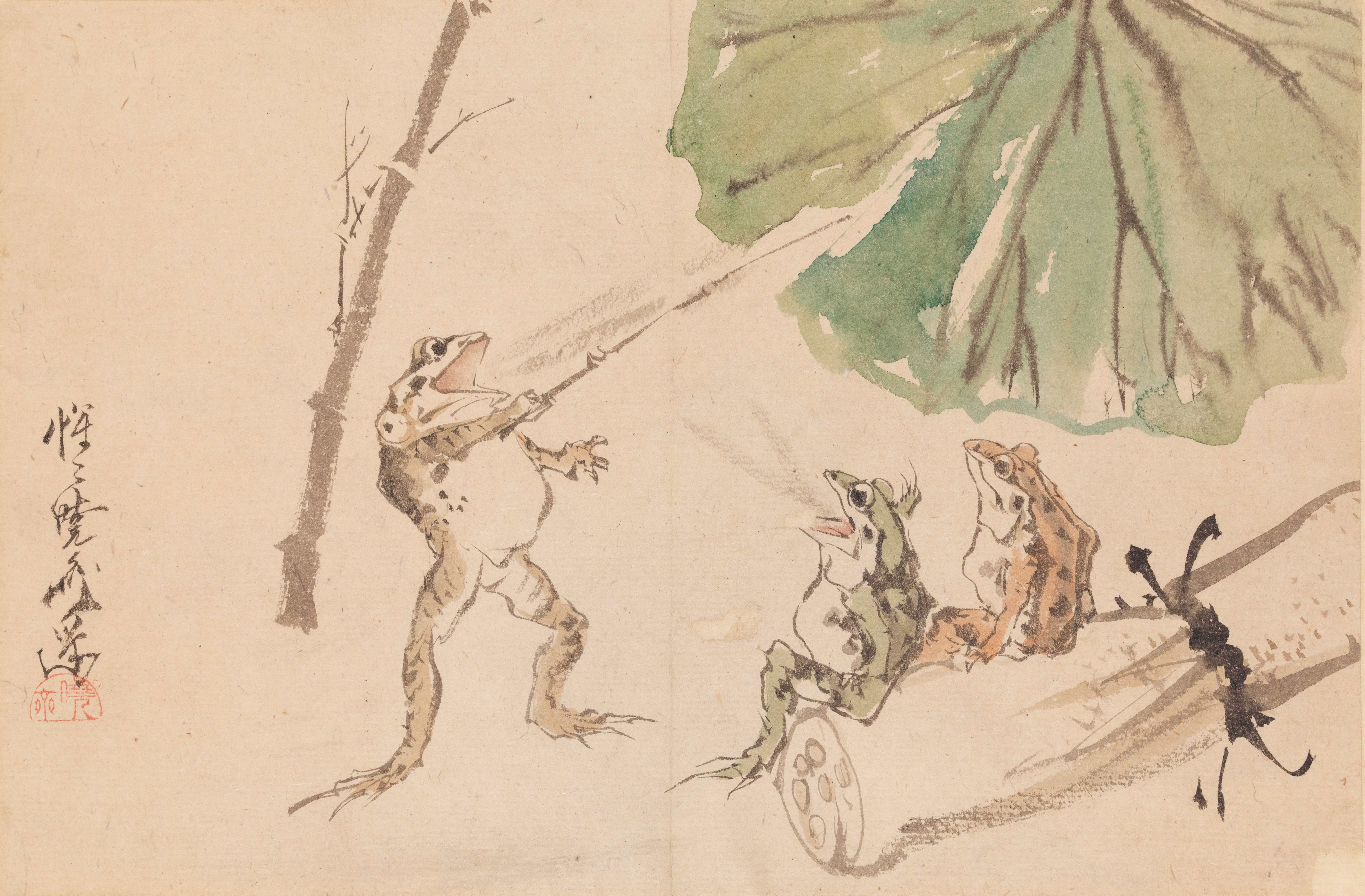 画像：河鍋暁斎《蛙の学校》 明治零年代中頃（1870年代前半）Photo: Ken Adlard