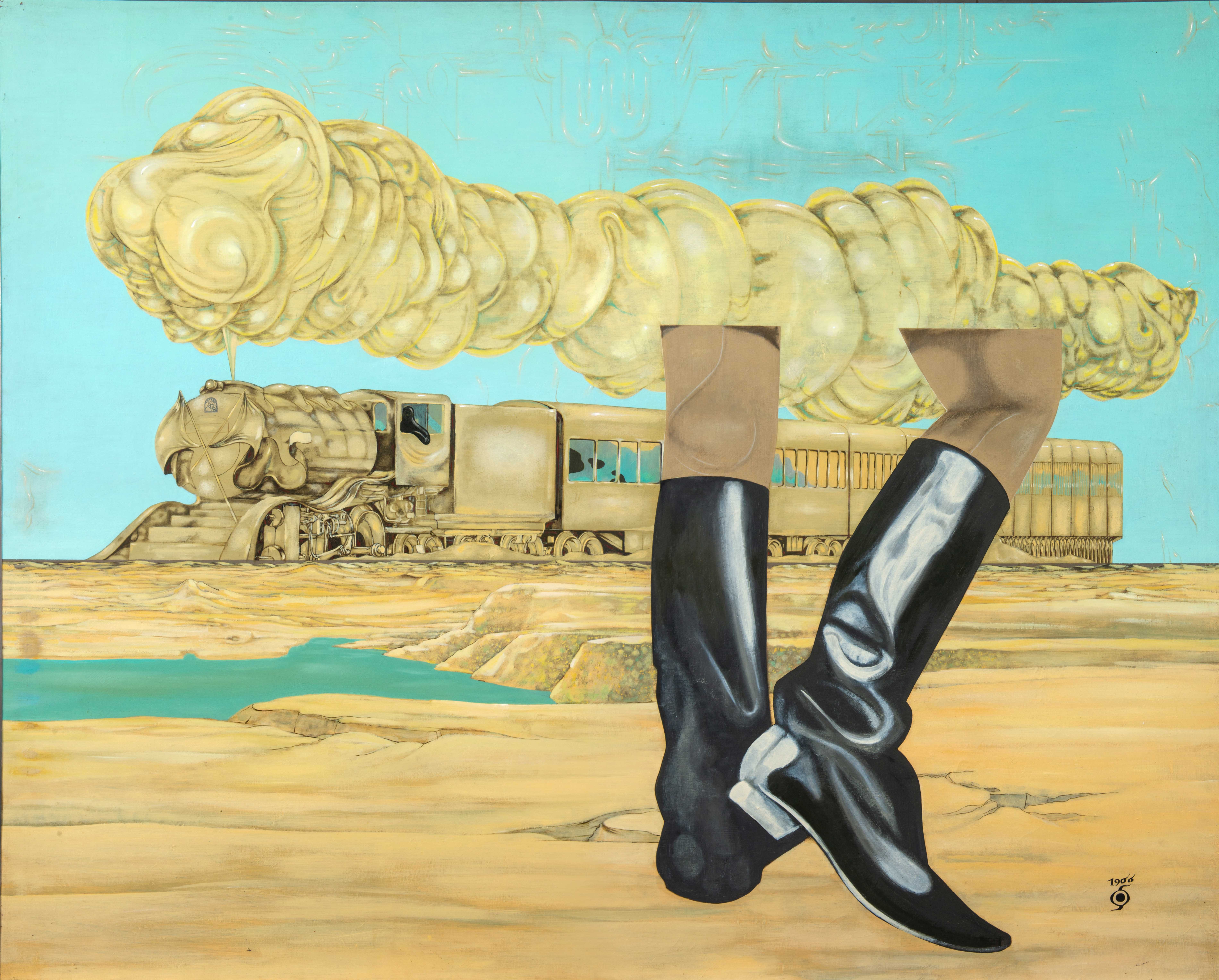 画像：中村宏《ブーツと汽車》　1966年