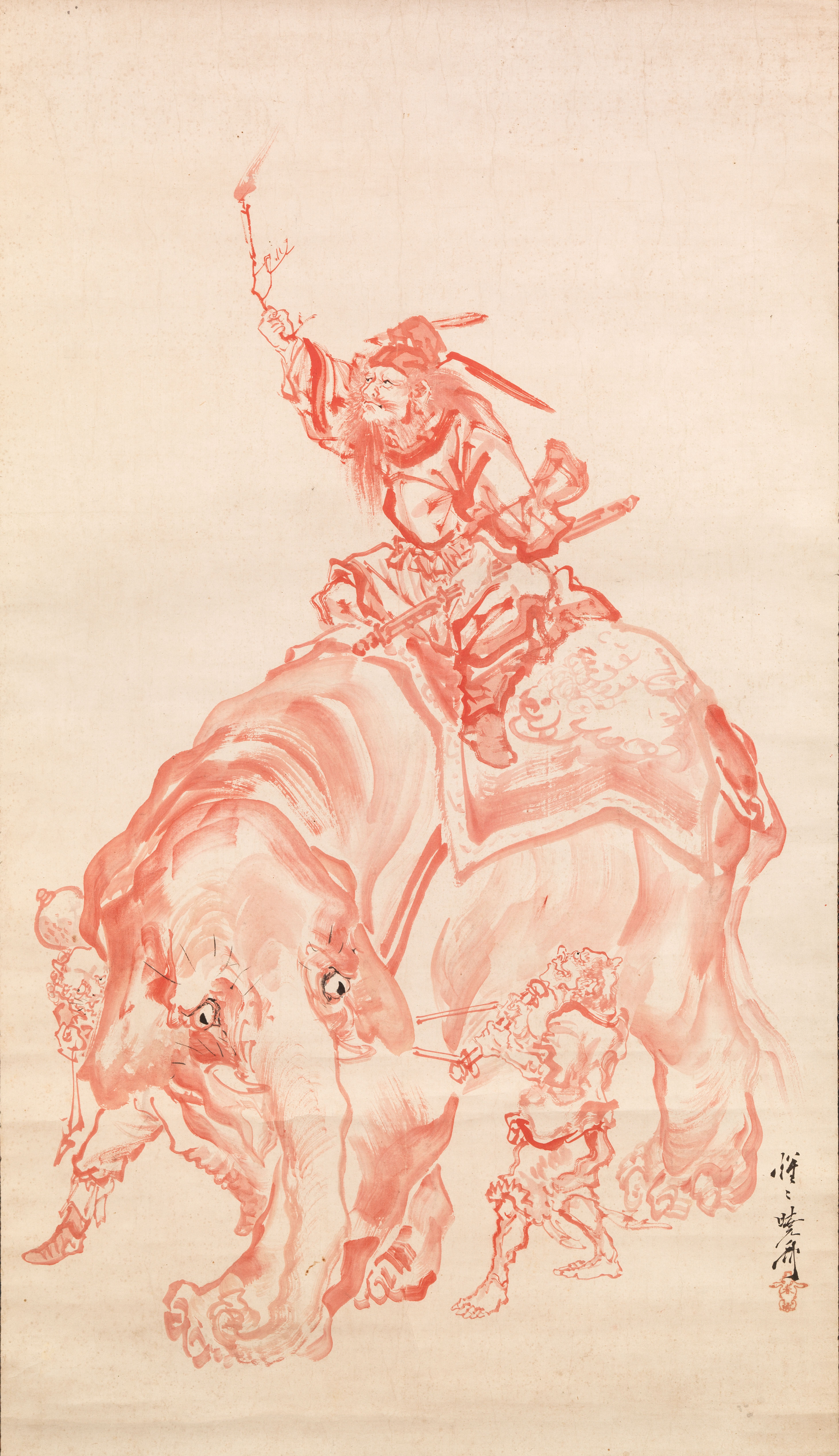 画像：河鍋暁斎《鍾馗騎象図》 明治零年代後半（1870年代中頃）Photo: Ken Adlard