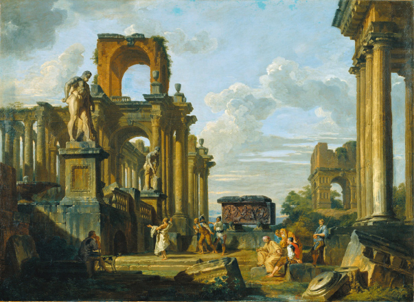 画像：ジョヴァンニ・パオロ・パニーニ《古代建築と彫刻のカプリッチョ》 1745－50年頃
