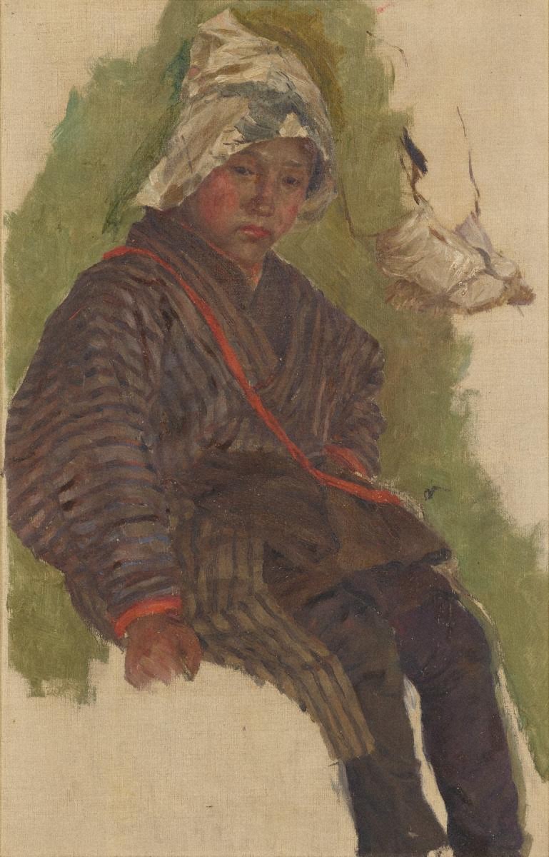 画像:和田三造《牧場の晩帰》下絵