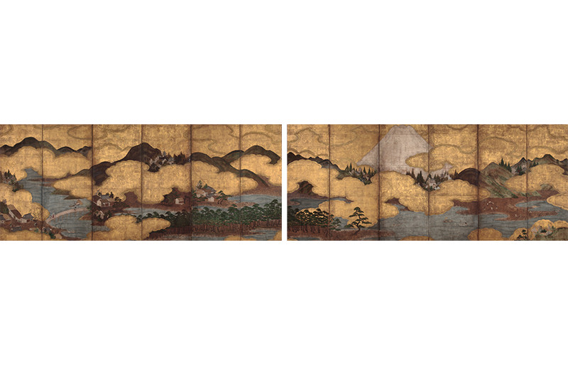 画像：《富士三保松原図屏風》 16世紀中頃