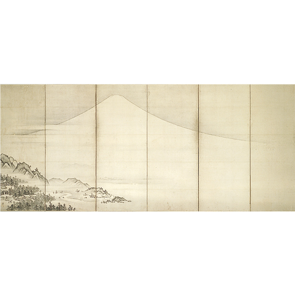画像：狩野山雪《富士三保松原図屏風》（個人蔵）