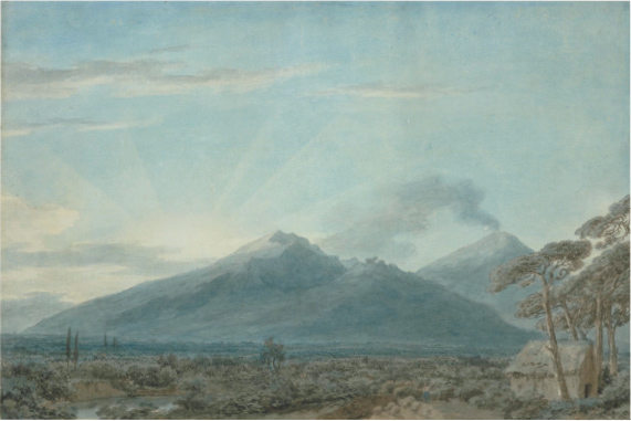 画像：ジョン・ロバート・カズンズ《ポルティーチからヴェスヴィオ山を望む》 1782年