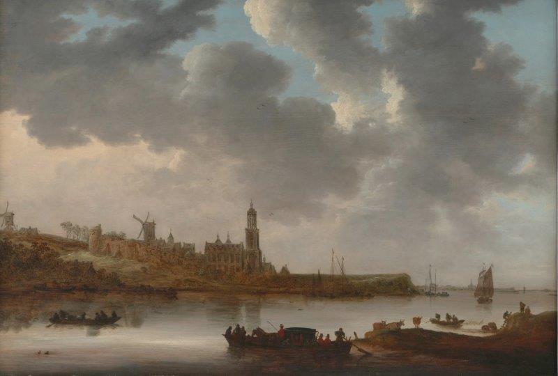 画像：ヤン・ファン・ホイエン<br>《レーネン、ライン河越しの眺め》<br>1648年
